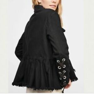 Free People black denim jacket